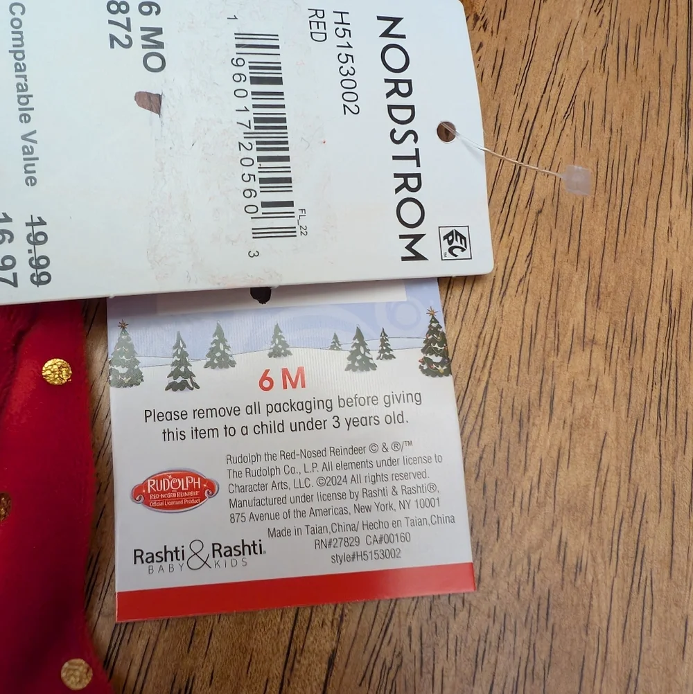 NWT! Baby Girl's Rudolph The Red Nosed Reindeer Soft Velour Christmas Dress - Picture 3 of 11